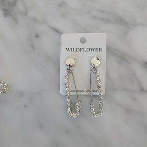 Wildflower Jewelry - Safety Pin Rhinestone Earrings Wildflower Jewelry - Safety Pin Rhinestone Earrings